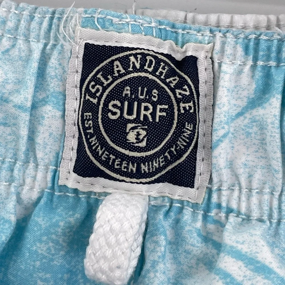IslandHaze Surf Swim Trunks Light Blue & White Floral Print Short Length | XL